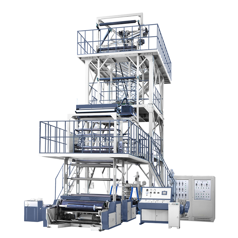 Machine de soufflage de film coextrudé 3 couches avec système IBC et système d'enroulement rotatif